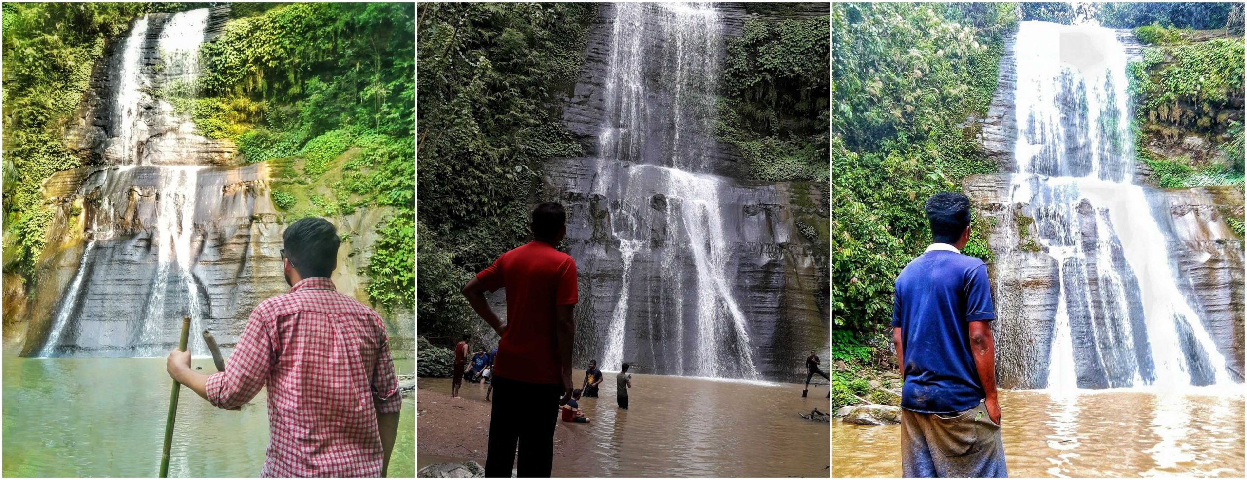 Boys are enjoying the natural beauty of Hum hum Waterfall